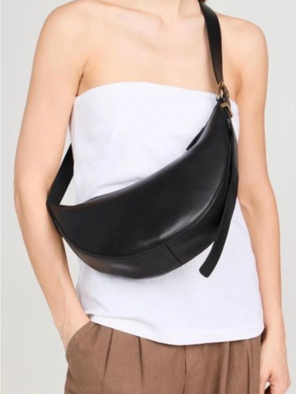 Madewell Black Crescent Leather Crossbody Bag - Women's Shoulder Bag